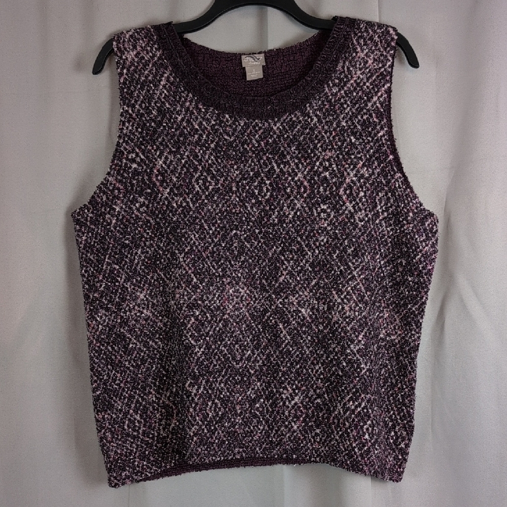 Chico's Purple Ribbed Boxy Tank Top
